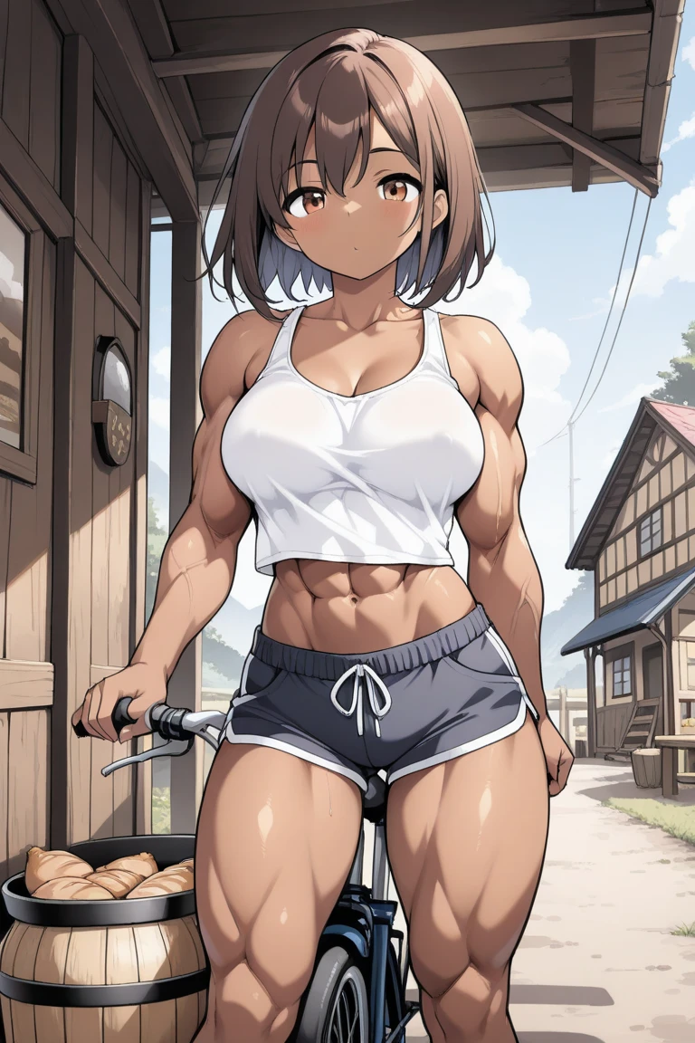 (masterpiece, best quality), from below ,(1girl), (), (mature female, feminine face, beautiful face, solo, shirt, pants, medium breasts, wide hips, normal thighs), fair skin, muscular <lora:BodyType Wheyfu by Ynagoya:0.2>, red eyes, curly hair, brown hair, surprised, (forest landscape, mountain, sunny), art by jadf
<lora:canvassolaris-08 style:0.24> <lora:Jadf style:1>