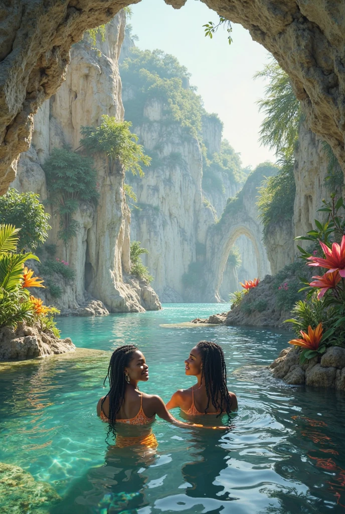 Real Pinay women beautiful with bikini black beach sand falls rock stone sitting in rock