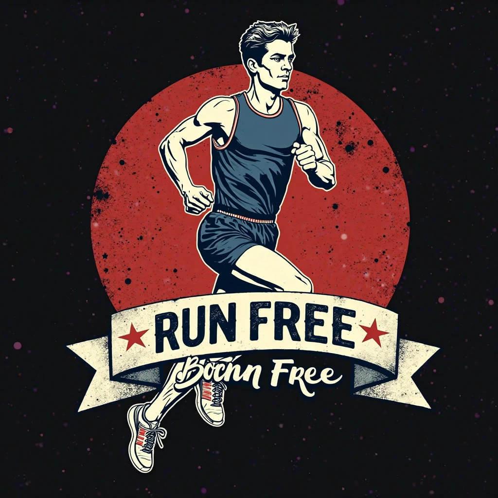 Create a tattoo stencil that includes a person running, the word RUN and 42.2 K