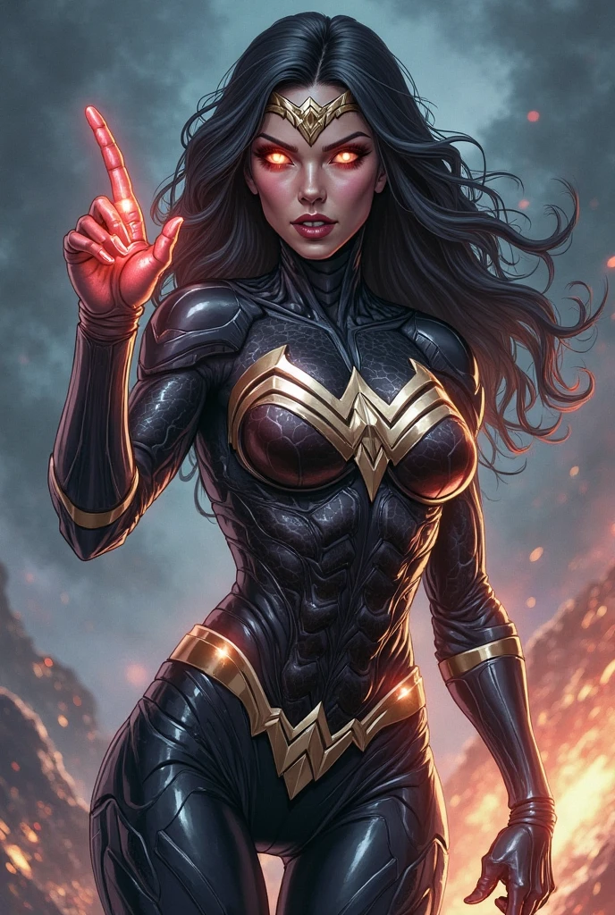 (Dominican: Caribbean:1girl: WonderWaifu,Superhero), (extremely detailed CG unit 8k wallpaper),(master part), (best quality), (ultra detali), (best illustration),(melhor ombre), cowboy shot, upper body, (Sharp eyeliner, ombre, detailedeyes:1), Disney Castle background, ,break , (star15escola:1.2), hair ornament,long hair,black hair, Cameltoe, cyberpunk