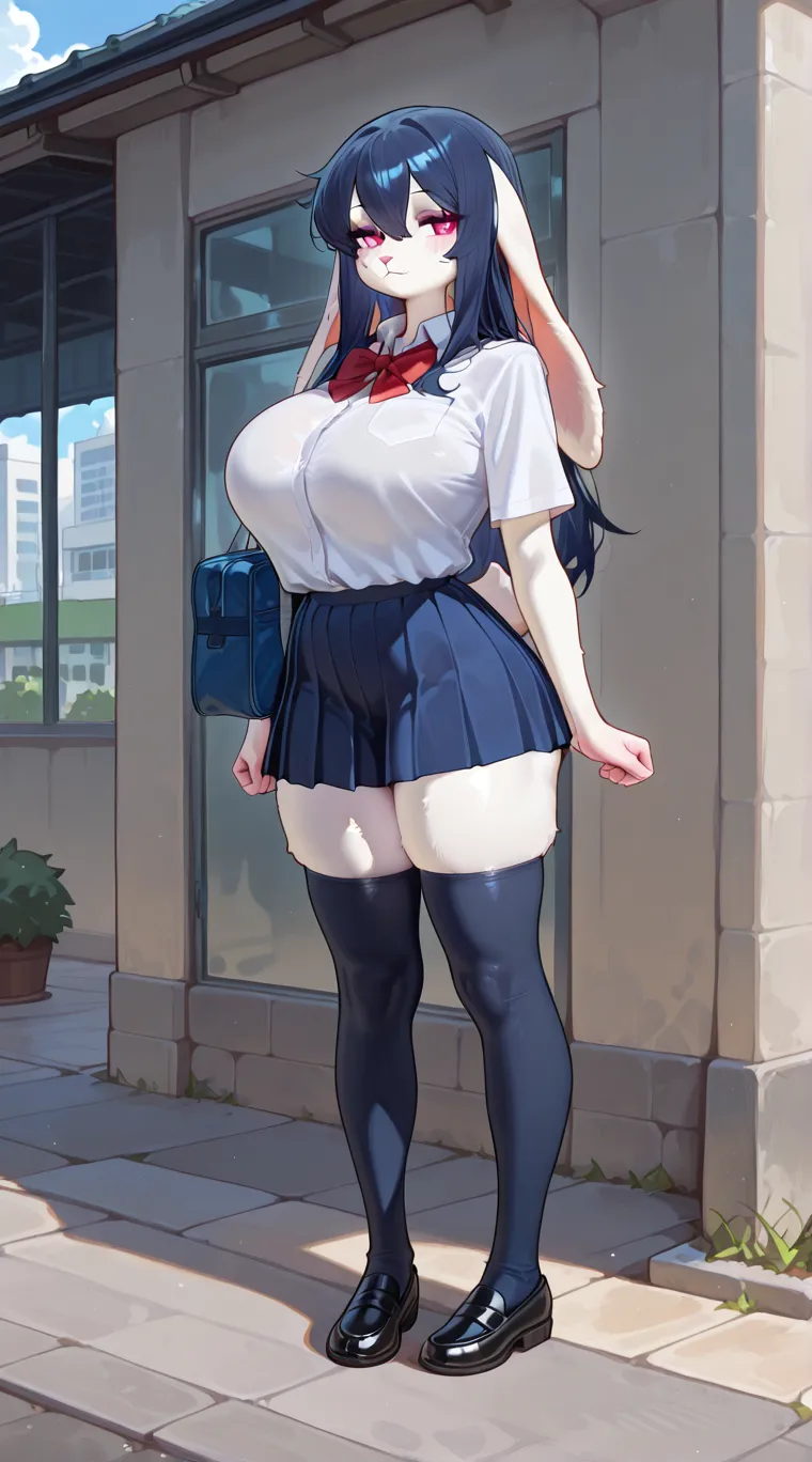 (((highest quality, High resolution, , Pixel Perfect, 4K))),((Correct Anatomy))、((Sailor suit))、((school uniform))), ((highest quality)), ((Complex and detailed)), ((Black knee-high socks)), ((Mini Pleated Skirt))、An absurd solution, Mature Woman, Mature Woman, perspective, Very detailed,(((school uniformコスプレ)))、Great style、(Long Hair)、glamorous、Sailor suit、mini skirt、black tights、(((The whole body is visible))), One Woman, ((Big Breasts)), Perfect hands, Detailed fingers, Beautiful details, Black choker, Earrings, Black Stockings, Perfect Eyes, Seductive eyes