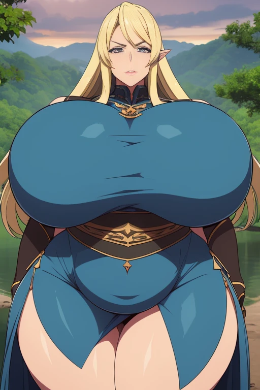 Ultra fat fantasy woman with ultra large breasts, full body, final fantasy clothing women style, wide hips, fantasy pose, tail, horns, very big fat body, smiling, hands up, muscular legs,