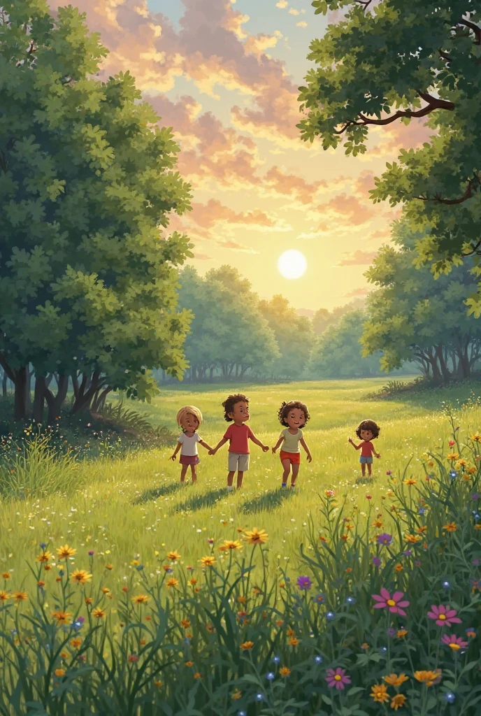 Children looking at a landscape 