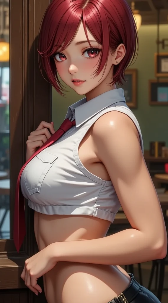 masterpiece, best quality, ultra-detailed, illustration, an extremely delicate and beautiful,high resolution, ultra-detailed,,perfect face,slender perfect body, Tight belly,Toned buttocks,Constricted waist,,1girl,(blue school uniform1.7),(bike shorts under red skirt:1.5),(in skyscraper:1.3),,chid,(mesh hair:1.2),(very short hair),(anger),(shirt comes off:1.7),(very long hair), shy daughter, short stature,(small breasts),( sweaty skin:1.2),(front view:1.5),(white panties),(show off panties),(spread legs),(cameltoe:1.2)