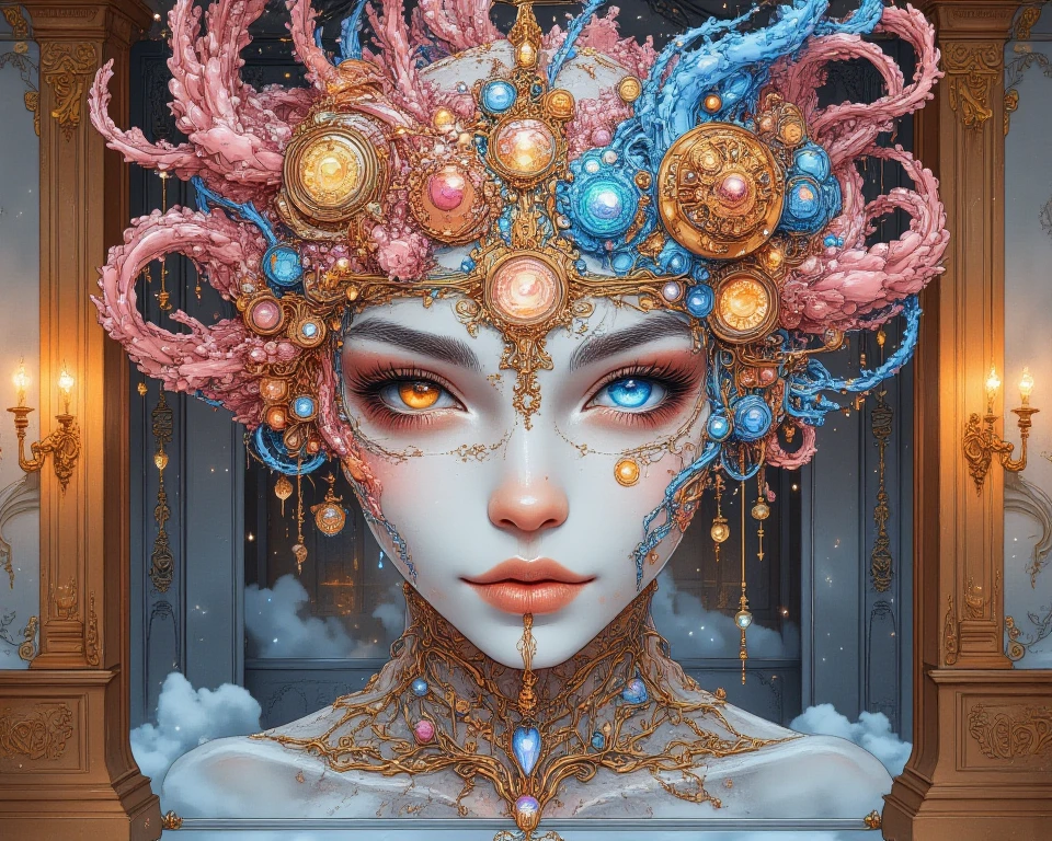(absurdres, highres, ultra detailed), 1girl, solo, extremely detailed eyes, (official art, beautiful and aesthetic:1.2), (fractal art:1.2), (full body, naked body:1.2), (breasts, nipples:1.2), colorful, highest detailed