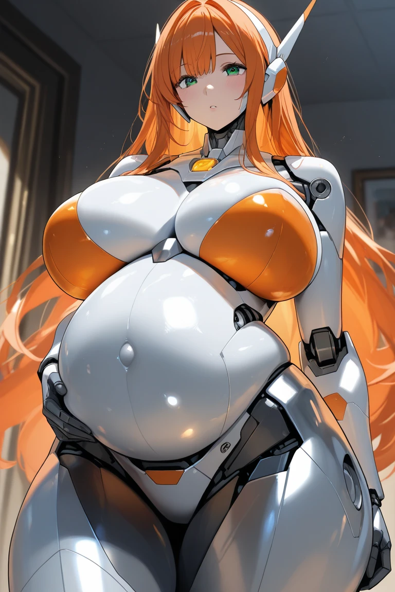 1 female robot with pink hair and blue brown, beautiful eyes and face, very detailed face, very detailed hair, very detailed eyes, wearing torn underwear, wearing torn pink underwear transparent, very detailed hair and eyes, medium 16 year old female robot heavily pregnant, flaunting female intimacy, intimate female intimate detailed, bikini pants transparent,