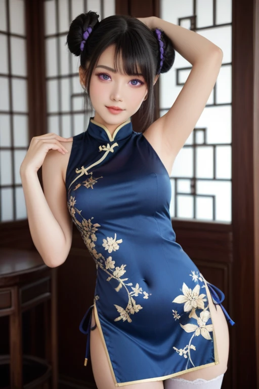A blue eye girl full body from head to toe Chinese cultivator dress, sexy appearance, shy, normal bob, background maybe because evil or have lot's of dead bodies or have kids or normal background, shy face, sexy face, horny face, hentai face
