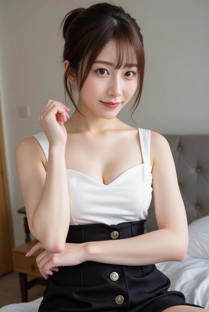 最high quality, High resolution, unity 8k wallpaper, (figure:0.8), (beautiful細かい目:1.6), Highly detailed CG, Night Time, One girl, Long Straight Hair, Transparent eyes, Lips parted, blush, Big Breasts, smile, Hotel, Clear skin, Ecstatic expression, (masterpiece), high resolution,Bed with a night view,軽いsmile,Intricate details, beautiful, sexy, erotic, Obscene, Noise Reduction,Sensual,Seductive pose,choker,high quality,Sexual,Shiny Hair,Sensualピンク色のランジェリー、(Full Body Shot)