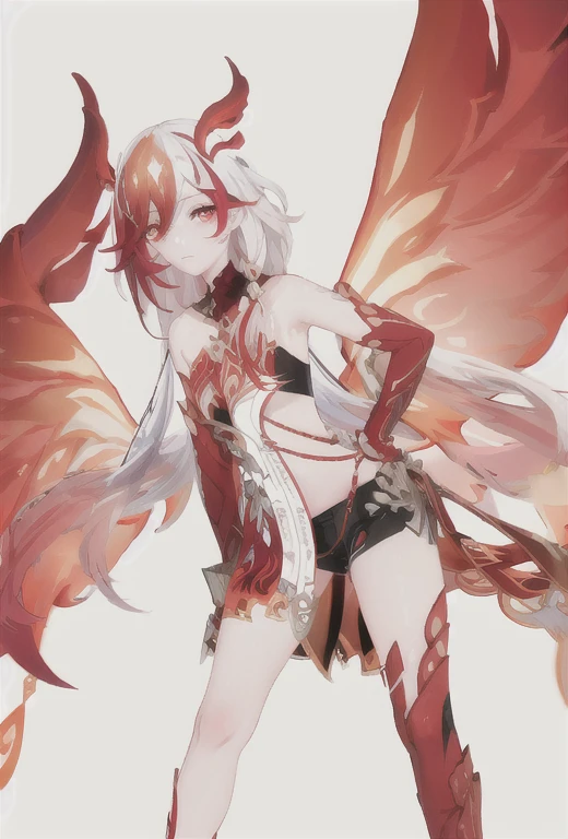 A rabbit girl with fins on her legs, white skin, and reddened insect face