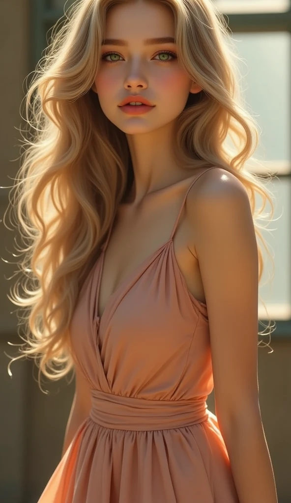 American white woman with unparalleled looks、dark blonde、hair tied with a ribbon、Hair is wavy、The ends of the hair are curled、blue eyess 、A slender、Out of focus background of open meadow in the forest、The sun filtering through the trees is beautiful、a smile、Looking at the camera、Slender but well-proportioned body with large breasts、Posing like a model、Raking up hair、There must be space above the head、Breast bare、Very high definition、Wearing black lace clothes