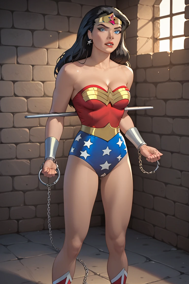 ((Bottom view)), (((rope bondage))), (((arms behind back))), (((Totalmente amarrado))), (((Fortemente contido com cordas))), (She's wearing stiletto high heels.), ((WONDER WOMAN SUPERHEROINE TIED WITH ROPES, CALCINHA DE RENDA BRANCA)), ((??????, vagabunda, ??????????, vadia)) She's sweaty all over her body. (She's screaming in terror), (She's terrified), (She's crying a lot), ((ela tem cabelo preto, ela tem cabelo longo)), ((She's wearing a Fishnet lace belt.)), ((Wearing a thick metal necklace around the neck )) She screams and begs for mercy, Ela cai no choro, Usando maquiagem pesada no rosto. (Your clothes are immoral, your clothes are indecent), (obra-prima, melhor qualidade) 1.5, 1girl, sozinho, (????, mulher bonita, rosto perfeito, olhos perfeitos), , corpo inteiro. ((She is immobilized and bound with her arms and ?????????)). (((She's in church getting married in a veil and bouquet of black flowers on her ???, forced to marry)))