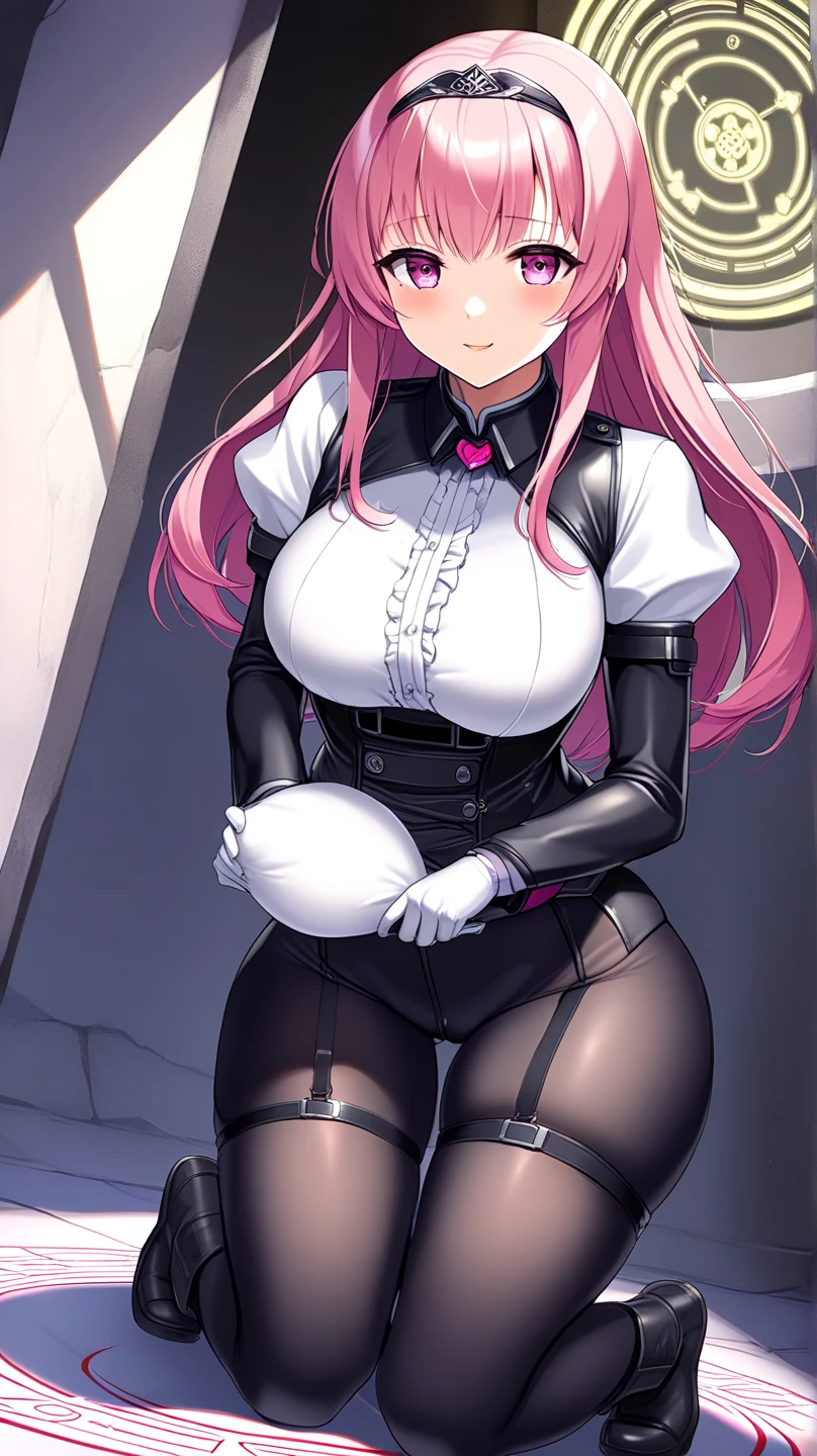 1girl in, Parted lips, blush, makeup, lightsmile, Full body, Wide Angle, frombelow, crass room, llight rays, Glow, thighs thighs thighs thighs, 鎖骨, Narrow waist, (masutepiece), (Wearing a bunny costume:1.3)、Black costume、Colossal tits、a wet body、full of sweat