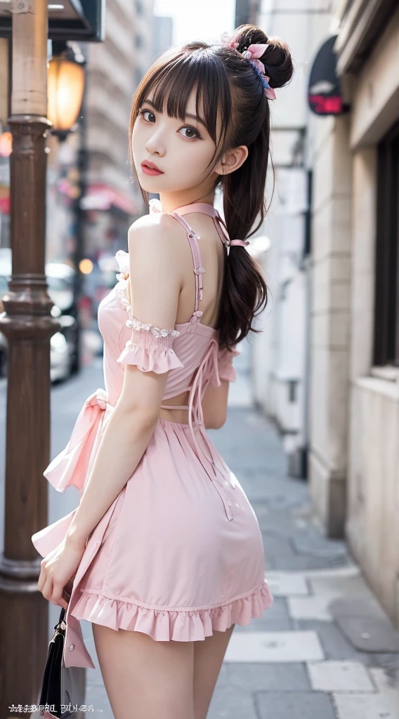 One Girl, (Beautiful girl, Delicate girl:1.3), (16 years old:1.3),
break, (Pink dress:1.3),
break, Very fine grain definition, (Symmetrical eyes:1.3),
break, (Street Snap:1.3), perfectly trimmed fingers,
break, Large Breasts、Brown eyes, Brown Hair,
break, (Eye and facial details:1.0),
break, (masterpiece, Highest quality, Super detailed, Detailed face, 8k)
sexy、camisole、Beautiful ass