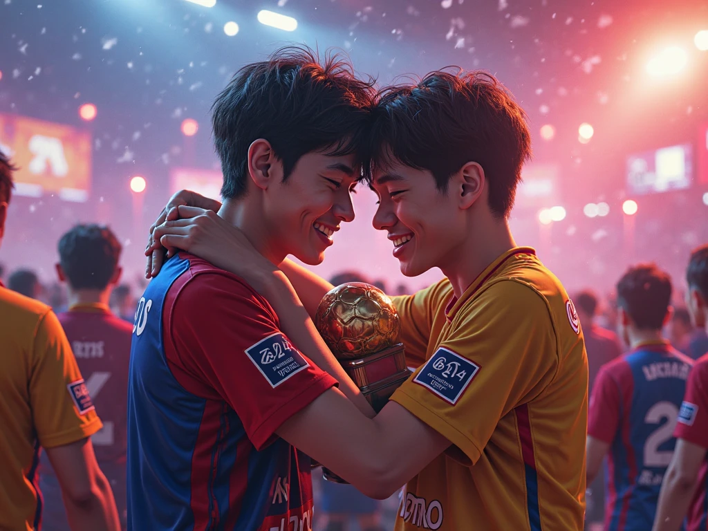 Taehyung and Jimin kissing Red Bull mascot