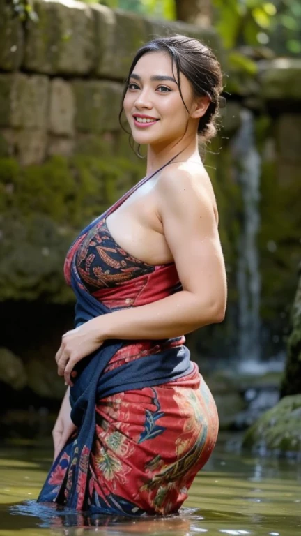 day scene, extreme close up photo of naked latina , Indian face Indian girl, big bulky m-cup breast, curvy plus size body figure, Botanical Leaf Embroidery t-shirt, different colorful Botanical transpert saree, different hairstyle, bright eyes, thin eyebrows, fair skin, blushing cheeks, head to thigh close up view, smiling face, ultra realistic skin texture, Straight front view standing Pose, beautiful different background, ultra realistic, swooping breasts, showing deep cleavage, wearing glasses, open arms, seducing near waterfalls, ponytail, necklace, blue satin silk half saree, look at viewer, (cinematic:1.3), intricate details, (ArtStation:1.2)