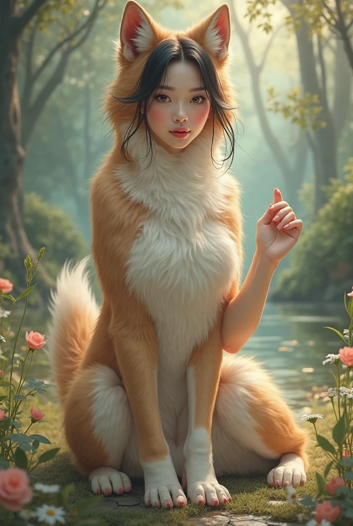 a beautiful girl with cat ears, detailed facial features, long hair, cat tail, reddening of cheeks and knees, cute cat-like expression, detailed cat features, detailed cat girl, realistic digital painting, (best quality,4k,8k,highres,masterpiece:1.2),ultra-detailed,(realistic,photorealistic,photo-realistic:1.37),vibrant colors,warm lighting,ethereal, fantasy art