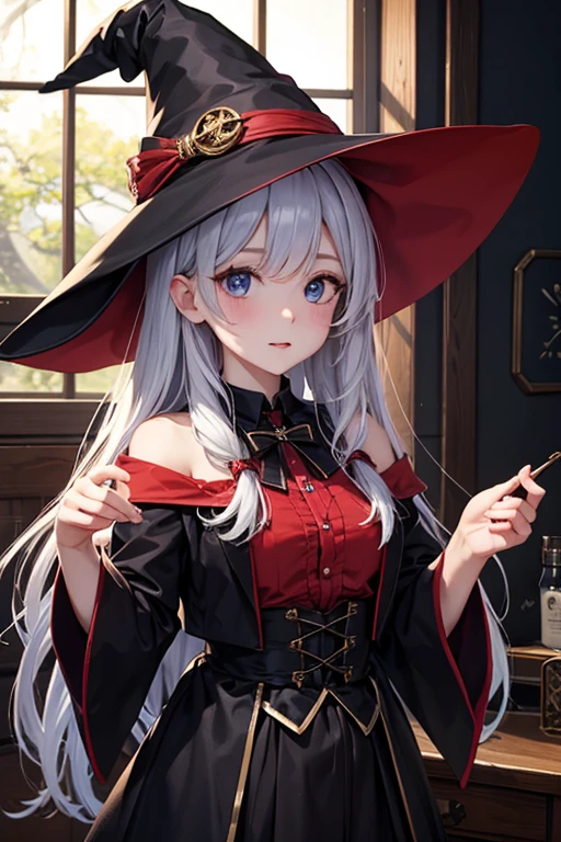 Witch Cosplay、Hair color is silver、Smooth hair