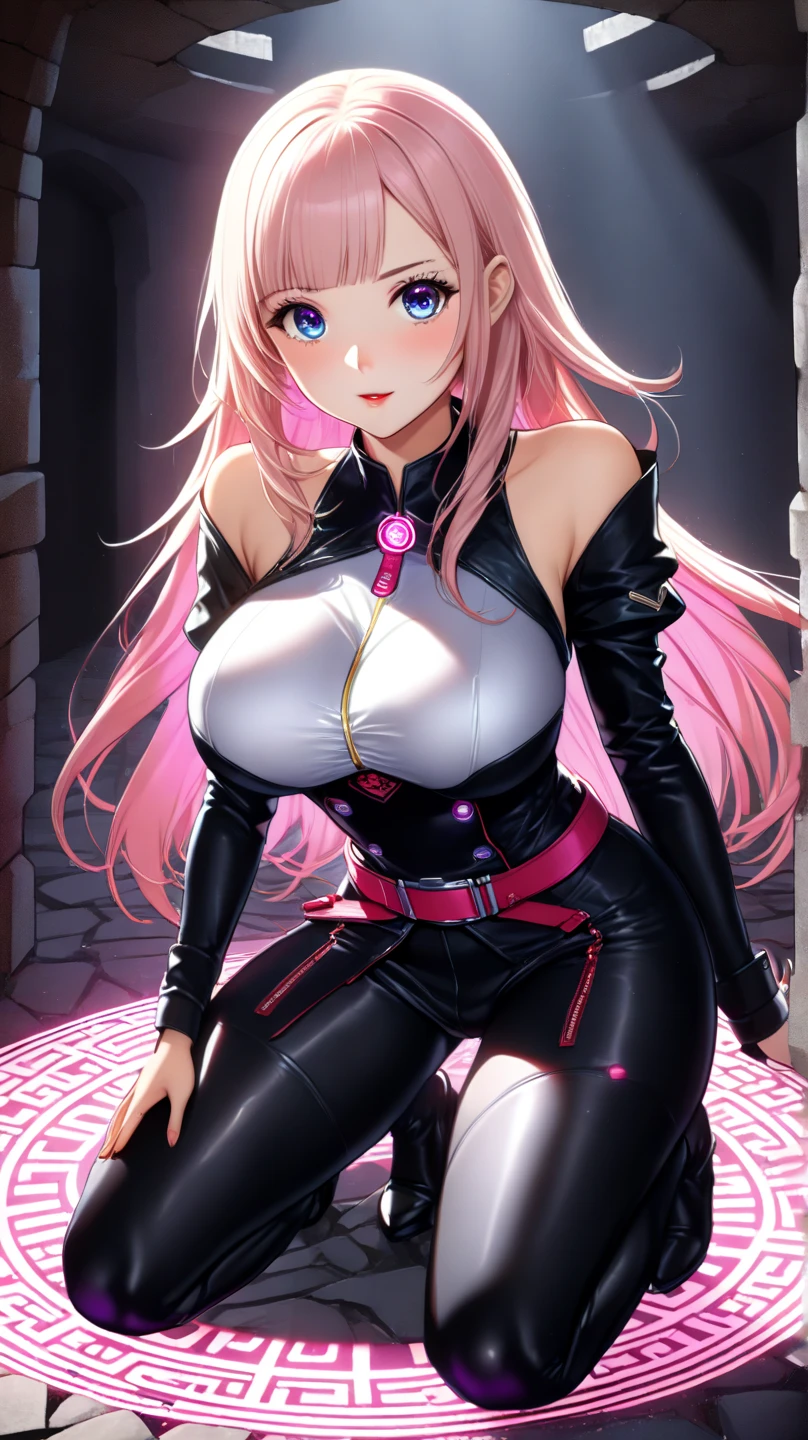 ((best qualtiy)), ((tmasterpiece)) 4K, high resolution, Best quality, Masterpiece, perfect colors, perfectly shaded, Perfect lighting, posted on e621, (by Chunie), anthro, ((Portrait)), ((beautiful woman)), perfect female figure, length detailed hair, pink hair color, left and right ponytail, Big breasts, bigger breasts, Green eyes color, Wear men's shorts,Abusculature,Detailed face, Perfect face, (The stands up), Detailed background, ((Bonifasko lighting)), (Detailed eyes), perfect pupils,suntanned skin, in the town background