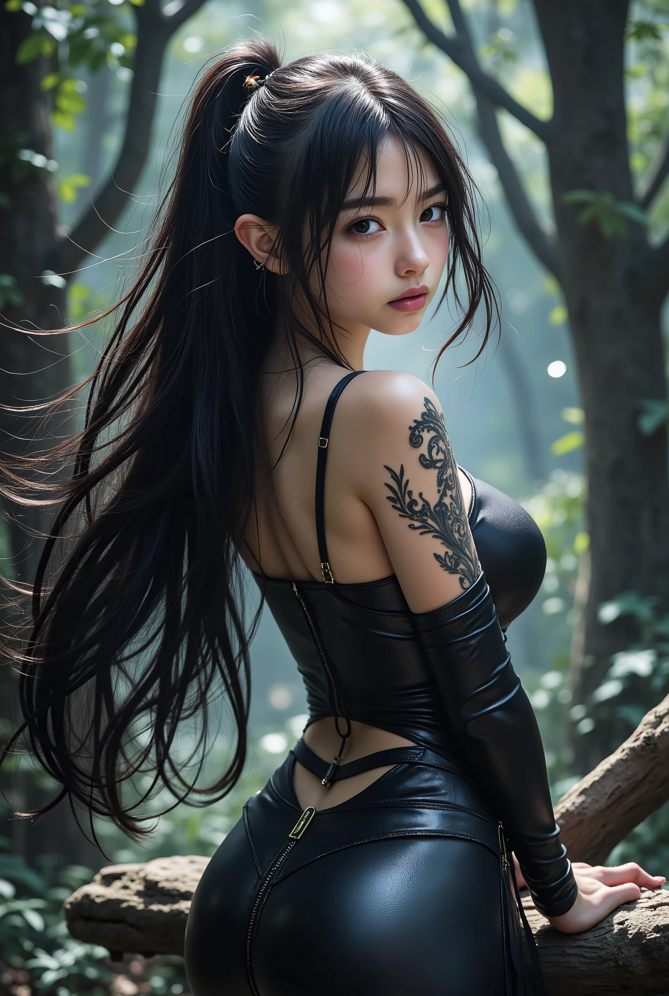 Blue human avatar fashion photography portrait, A lush, green jungle filled with flowers and birds, 3D Rendering, CG-10 ..., Symmetric, Octane Rendering, 35mm, Bokeh,  (Intricate details:1.12), High resolution, (Intricate details, Ultra-detailed:1.15), (Natural skin texture, Hyperrealism, Soft Light, sharp:1.2)