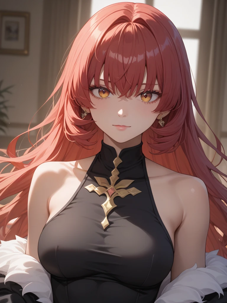 ,1girl,solo,druvislll,upper body,long hair,orange hair,<lora:druvislll:0.8>, masterpiece, best quality, very aesthetic, absurdres