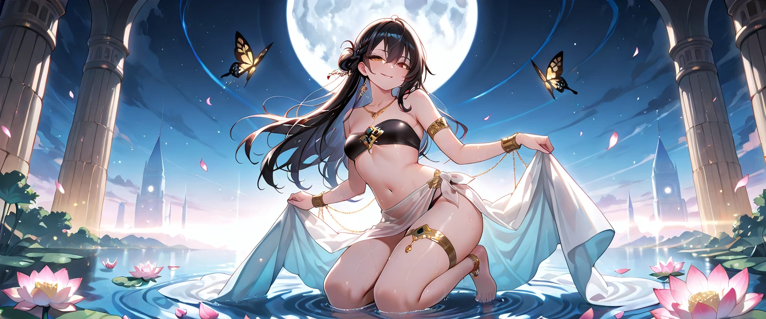 High detail, super detail, super high resolution, girl enjoying her time in the dream galaxy, surrounded by stars, warm light sprinkled on her, background is starry sky with colorful galaxies and galaxy clouds, stars flying around her, delicate face, adding playful atmospher, blue eyes, smiling, colorful hair、beautiful girl、masterpiece, The belly button is visible、Thigh emphasis、25 years old、super lender body shape, no_panties, (((pussy:1.3))), large breasts, jewelry