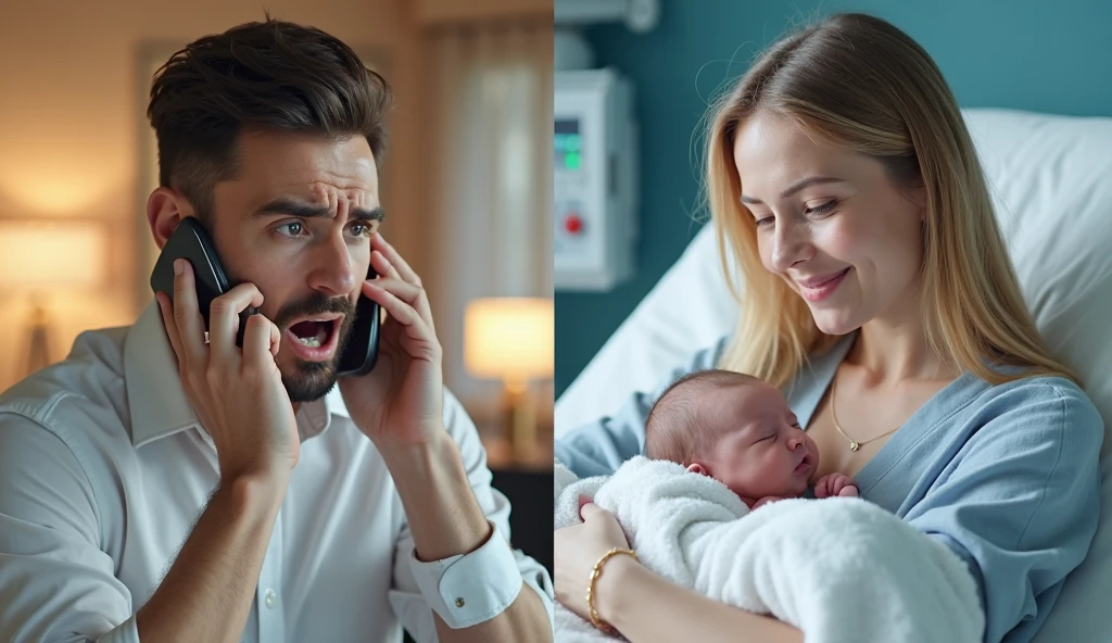 Man waking up from a nightmare scared, his children and wife calm him down