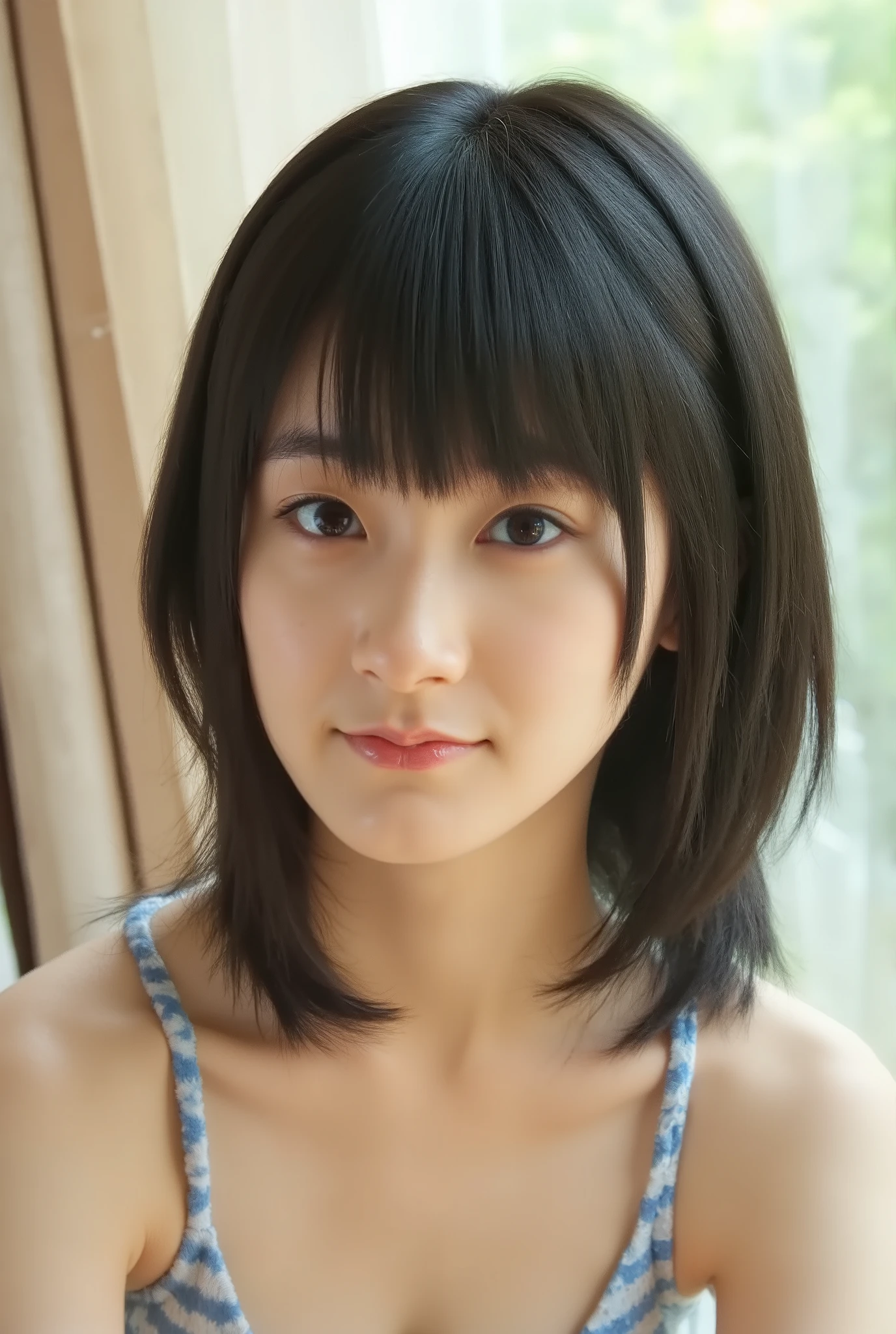 (( Highest Quality, 8k )), ((masterpiece)), ( details), Japanese girl, ,1 girl on break day , sexy,( completely naked, in the bedroom),((( abnormally large breasts , completely nakedで, beautiful breasts, short bob hair))), black hair , (( without makeup, small eyes , Small hands))