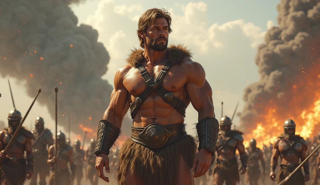 ((Heracles)), Lion cloak, Strong male warrior, stone club.