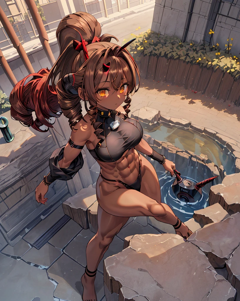 the areola is protruding, The shape of the pubic area is clearly visible)),agony、(((Tears flow, cry with pain)),(Bruises, dirty, Ripped clothes,srestrained, ((straddling the iron bar)),(tied perfectly by chain), Restraint, Slave, collars, contempt, (Chained), ((Chains digging into the crotch)),Sexy, ero3, comic book, Full body, Ed the Cowboy Bebop、13yo girl、darkskin、orange color hair、White tank top、Black Short Spats、Active、Evil brat、White tank top、 muscle, lotion, Wet at watts,独奏、From above、open arms、Spread your legs、Crab crotch、Lusting、hard breathing、Sex Expressions、a large amount of cloudy liquid drips from the genitals、whole body soaked