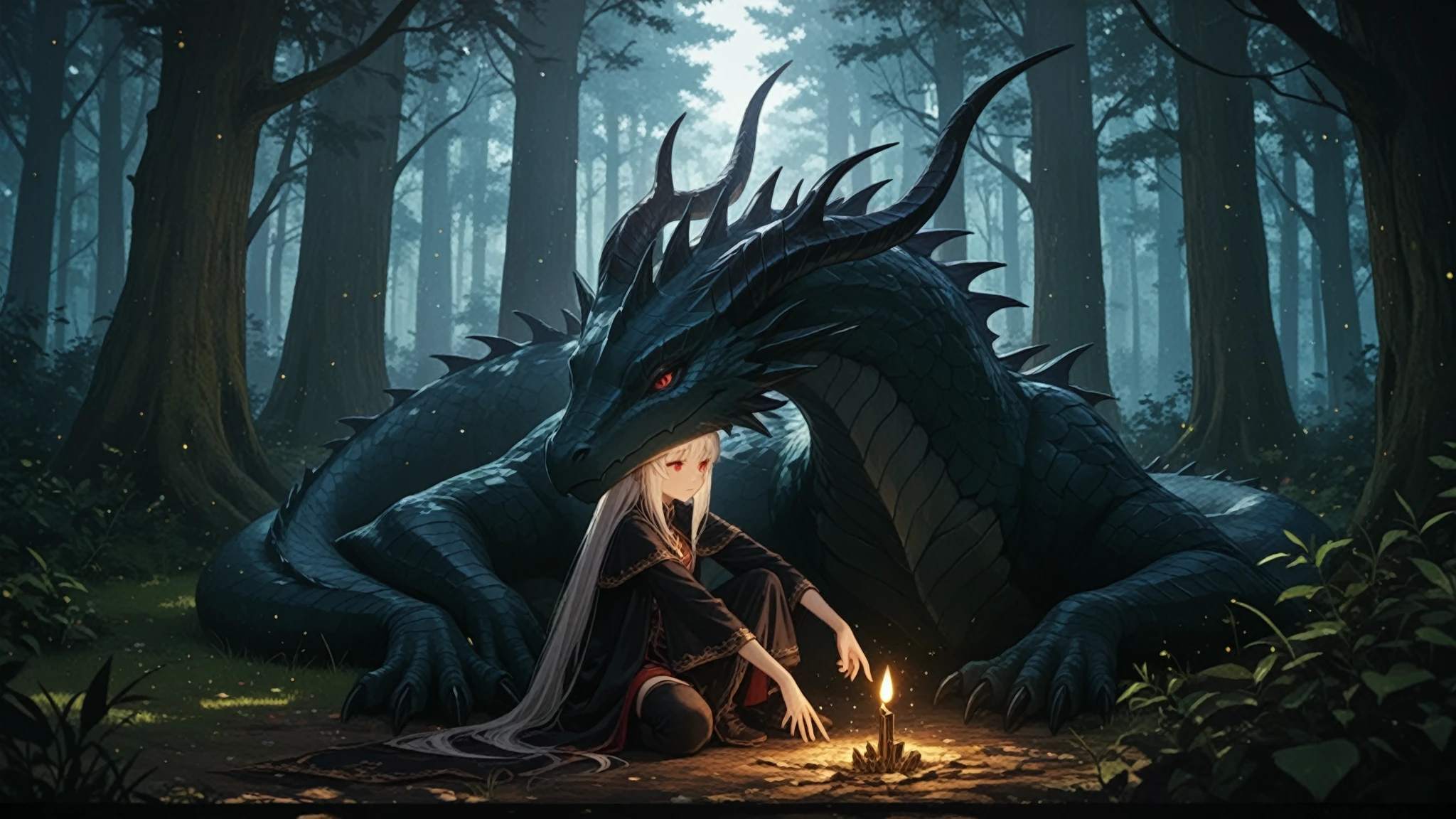 (best quality),(masterpiece), 8K,Very detailed, Detailed lighting, Best shadow,Detailed reflective eyes, beautiful eyes, Very detailed,A girl sitting next to a dragon,Background is sky