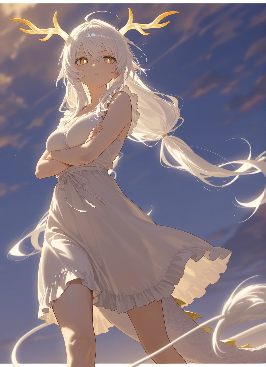 Nipples faintly visible through pure white clothing,Small Bust,mini skirt,White panties