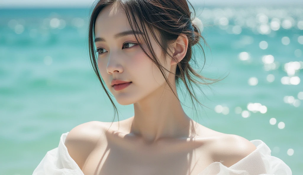 ((best quality)), ((masterpiece)), (detailed), 1 Girl, Japanese small fresh,Overhead shot,JK clothing,Blue sky background