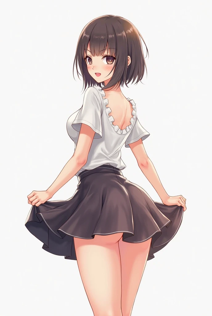 ((Highest quality)), ((masterpiece)), (detailed), One girl, wearing knit sweater & Miniskirt, (Flirtingly lifting her skirt to show her :1.3)