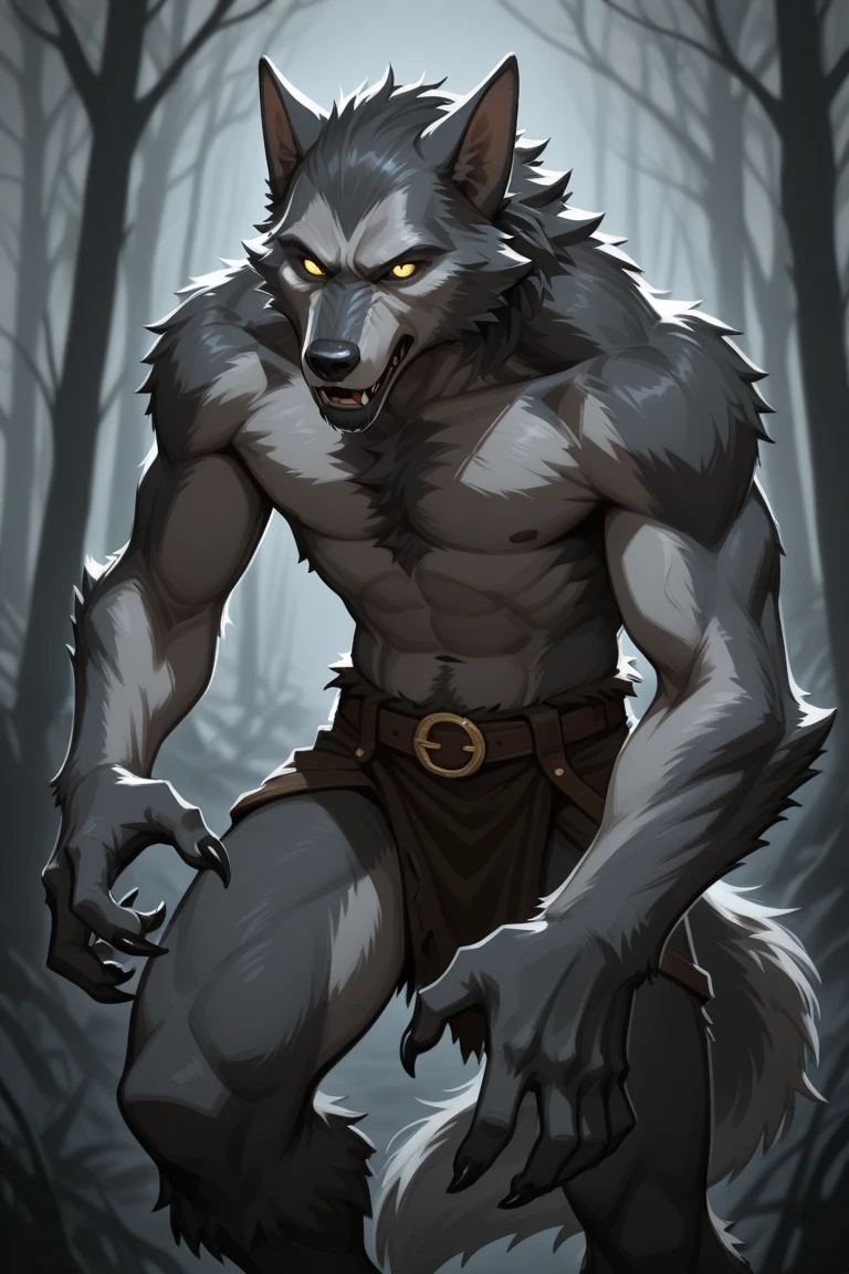 male wolf, full body covered with fluffy fur, , large muscular chest, volumetric abdomen, day, Sensual, detailed, Uploaded to e621, beautiful and detailed portrait of an anthropomorphic gray wolf (((male))) subtract, ross tran, Ruan Jia, Uploaded to e621, zaush, Foxovh, film lighting, moon lights, glowing eyes, gray fur, he is naked, he is in a forest