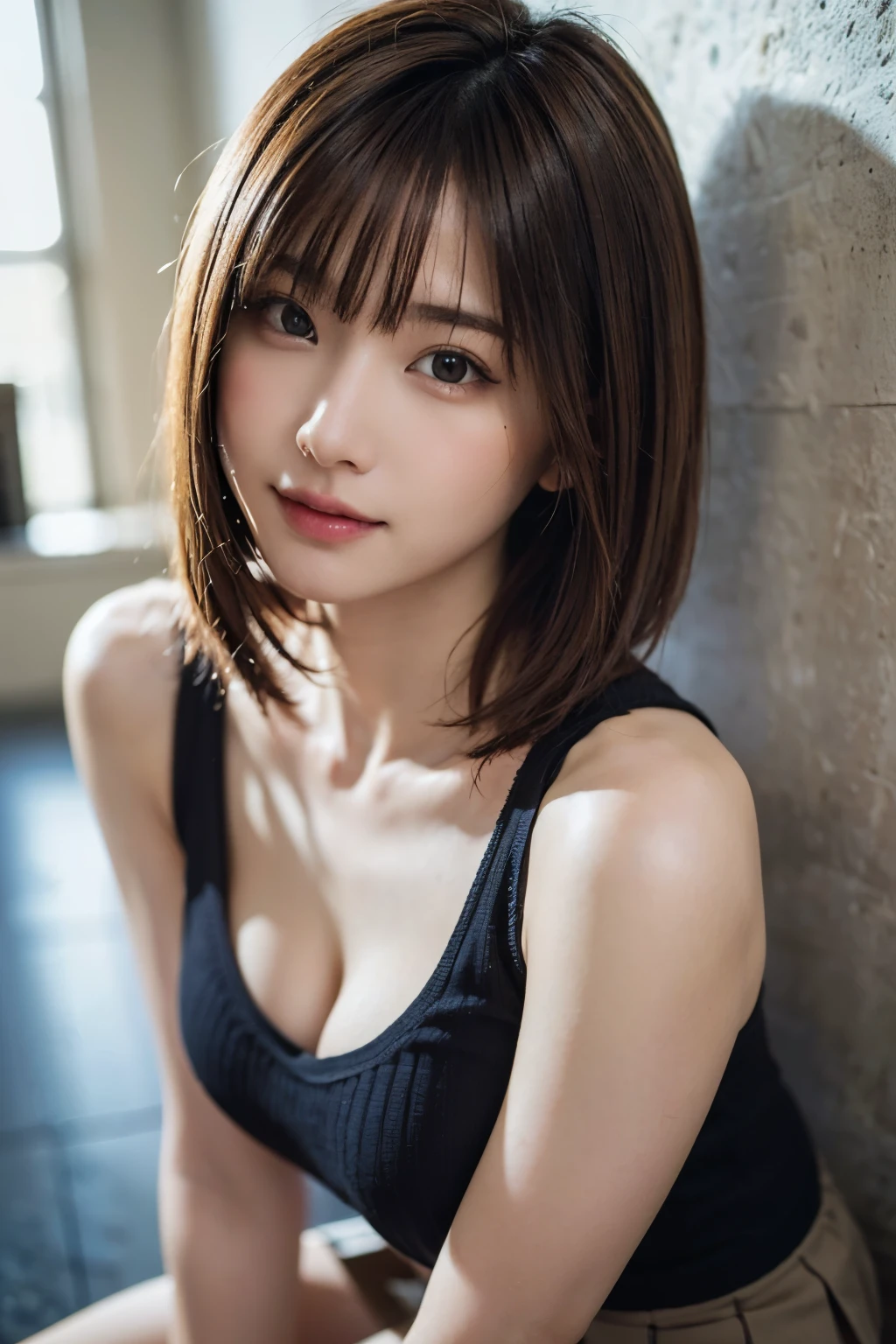 masutepiece, Best Quality, Illustration, Ultra-detailed, finely detail, hight resolution, 8K Wallpaper, Perfect dynamic composition, Beautiful detailed eyes,Colossal tits, fitness wear, Natural Color Lip,