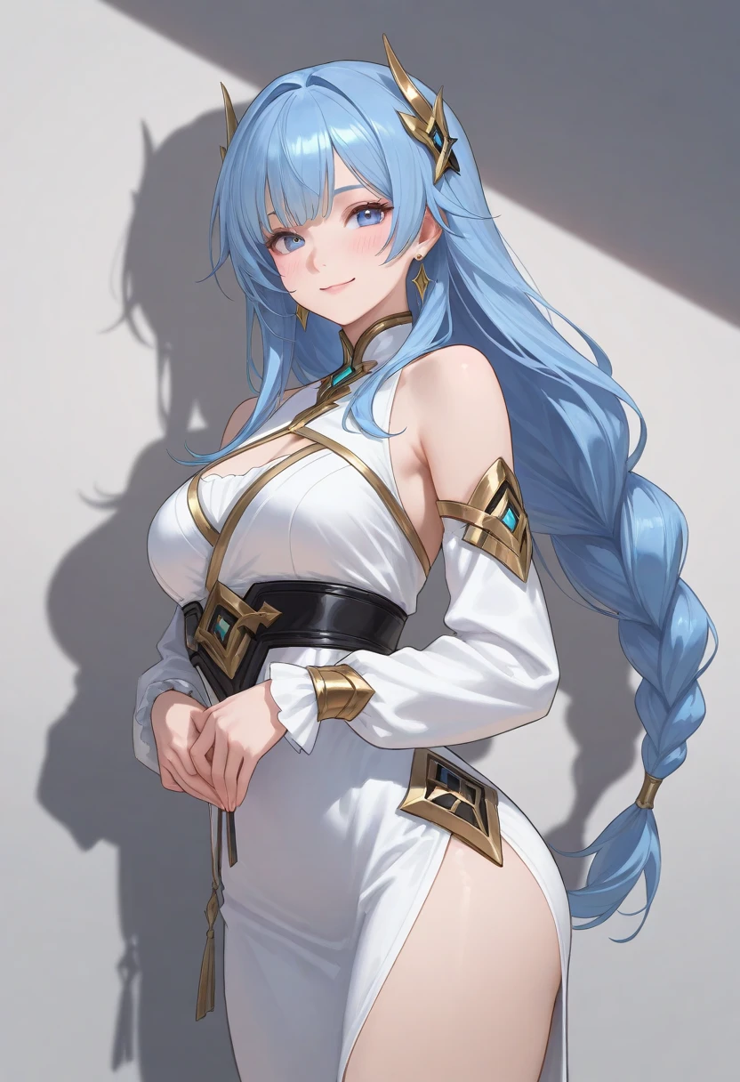 The pure white girl is icy and jade-free. The goddess has long hair and long hair. She is wearing silk and metal jewelry. The elegant scene is set with a bright moon on the sea.,Tianya Gong is now wearing a garland on her head, and the dreamy wind is blowing her clothes