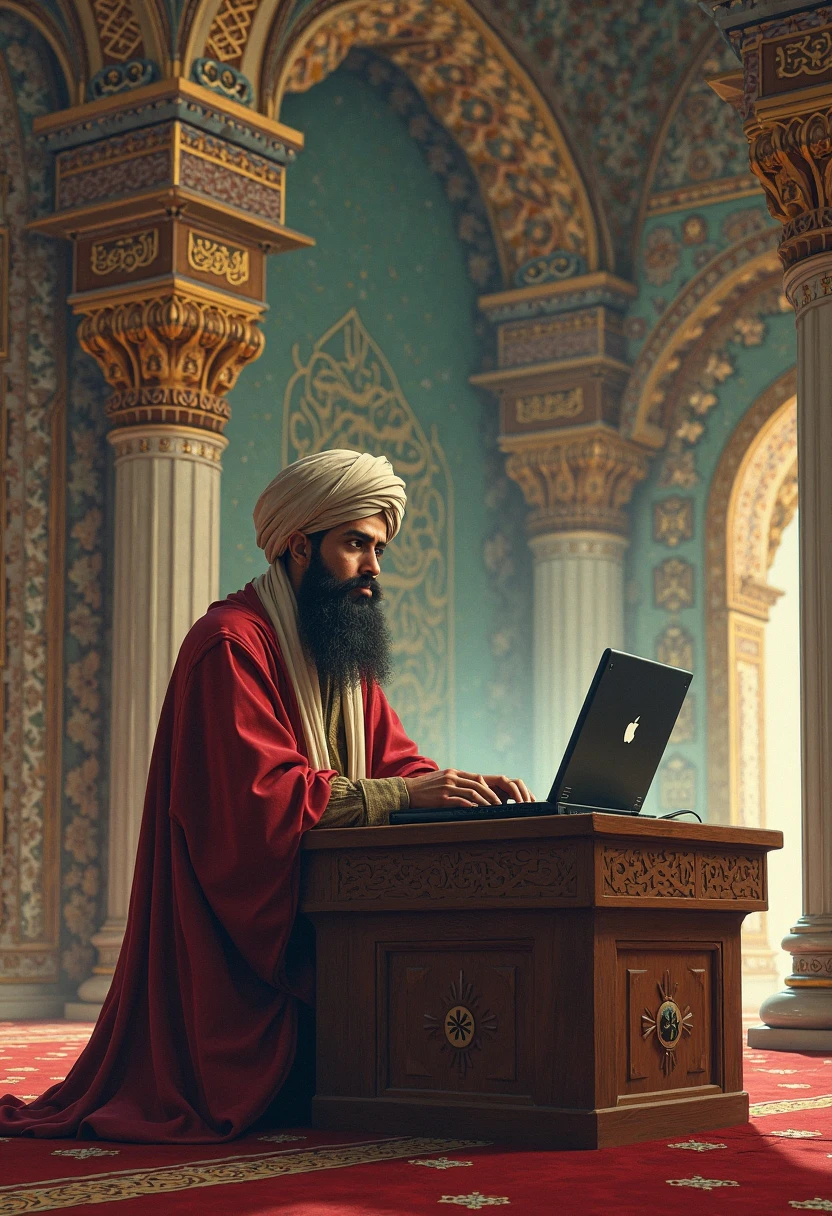 Somali man setting on chair and using computer 