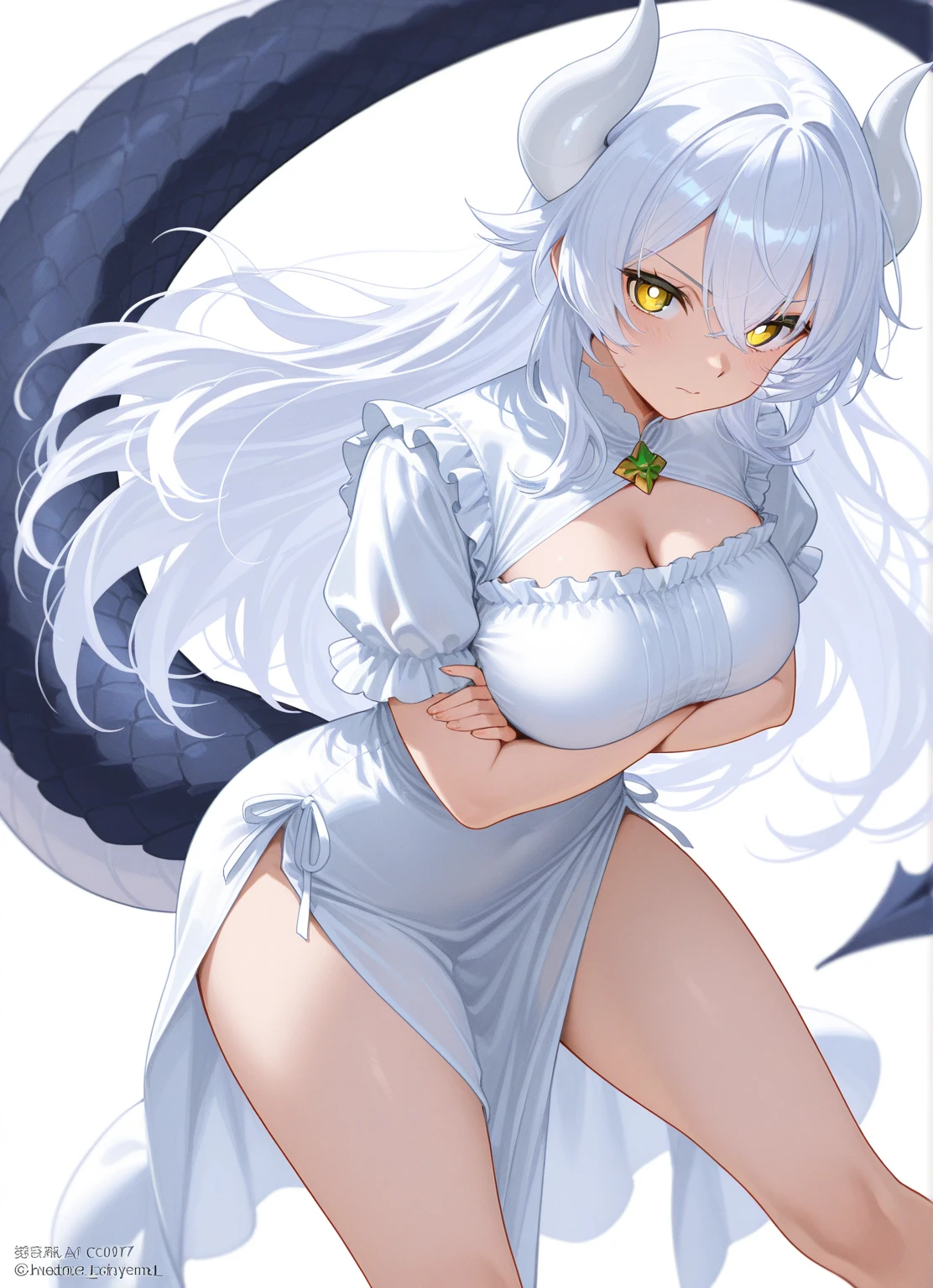 Blush, ((((White color blouse)))),  white long boots, (on top of the bed), Kneeling, D-cups, White hair, ahoge, Heart-shaped pupils, blue color eyes, (((((cat ear))))), is shy，White gloves， torogao, Reflectors, Yandere, anime big breast, Chiaroscuro, Ray tracing, shadowing, hyper HD, Masterpiece, Accurate, Anatomically correct, Textured skin, Super detail, High details, High quality, Award-Awarded, Best quality, A high resolution, 16k，(There is love around you)，((((Tempting))))，((Get wet，semi transparent))，no extra limbs，((Collar))