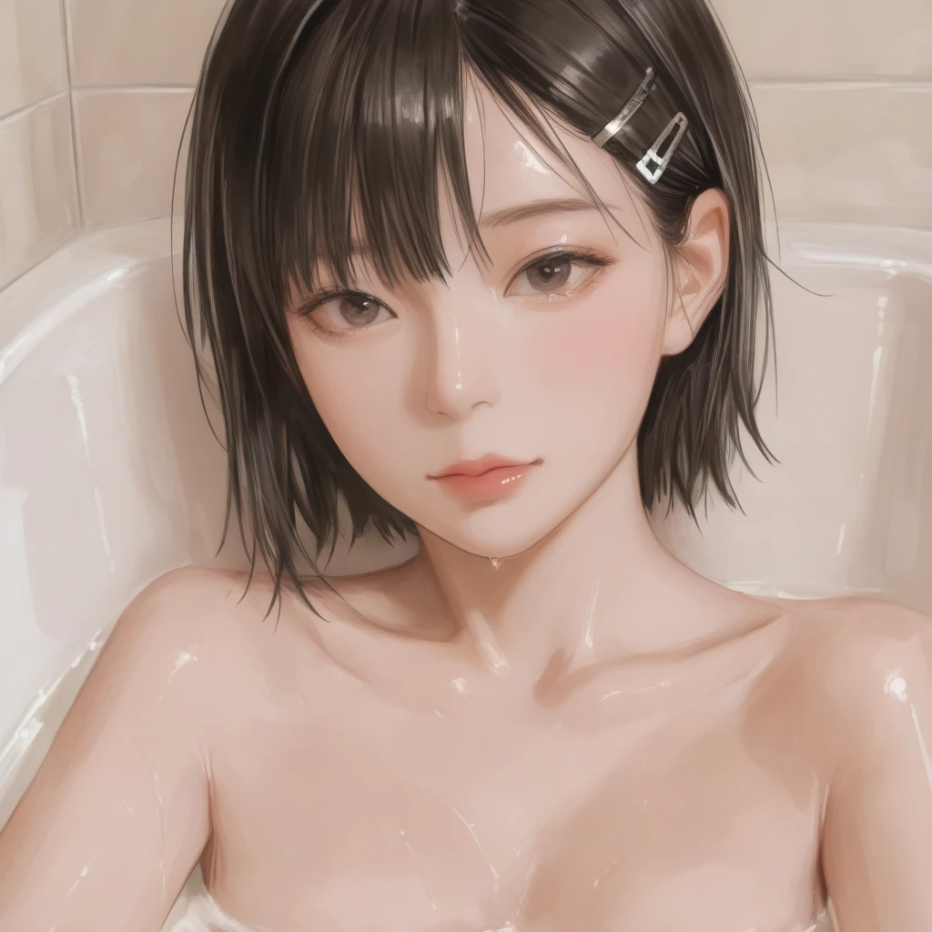 (In 8K、RAW shooting、highest quality、Masseter muscle part:1.2)、Super detailed、super resolution、(realistic、realistic:1.37)、portrait、High-definition RAW color photo、professional photography、very detailed and beautiful、very detailed、8K image wallpaper、amazing details、huge file size、official art、very detailed CG Unity 8K wallpapers、hvery detailed beautiful girl、very detailedな顔、very detailedな目、very detailedな肌、very detailedな指、hvery detailed nose、very detailedな詳細な口、perfect anatomy、detailed background、detailed clothing、(((1peopleの女の子と男性１people)))、40 generations、neat woman、realisticな体つき、small、white skin、glowing skin、sexy woman、black hair、((short hair))、(well-groomed bangs: 1.4)、cute face、lifelike face、delicate eyes、((stylish shower room))、(((fully nude woman)))、((taking a shower))、((man sitting in front of woman))、((standing athletic pose))、((talented person:1.5))、((A woman standing with her legs spread wide))、((Full Nude Men))、wet body、((restrained))、((Men's burly arms))、((man putting his finger in woman&#39;s crotch))、((The woman pushes her butt up to accept the man&#39;s penis.))、((A man inserts his penis into a woman&#39;s genitals))((thin pubic hair))、earrings、necklace、bracelet、((face turned to the side))、((Woman closing her eyes and yawning loudly))、contrapo、dynamic lighting、((firm B cup))、((excited look))、