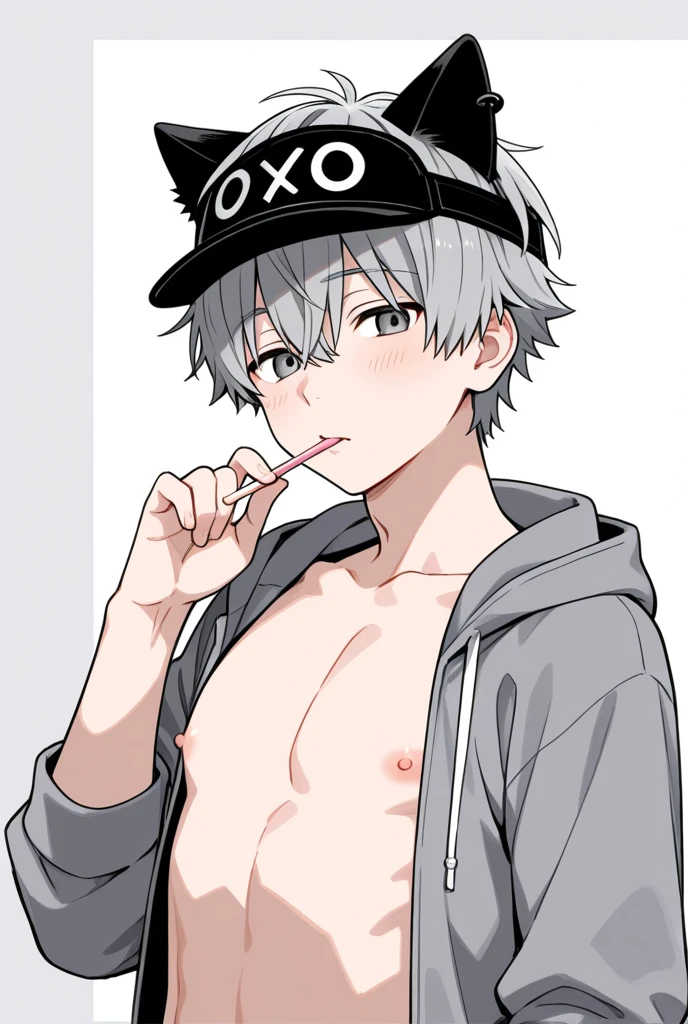 1 boy, Wolf,young people，Topless，Plain white briefs，blush