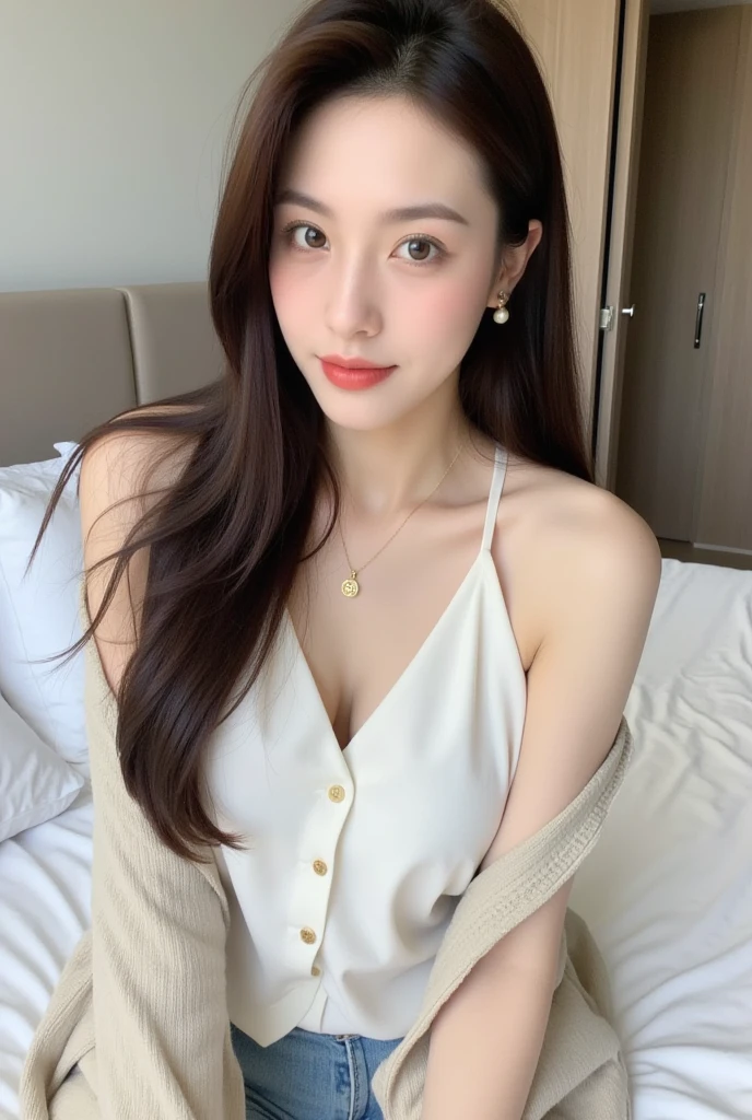 Sharp focus :1.2, A pretty girl 24 years old with perfect figure :1.4, Slender abs :1.3, Raw photography、超A high resolution, full body, Ultra High Definition, Detailed Photo, Smiling, Sexy, Facing Camera, Close-up , (1girl), Beautiful Face, (Realistic Face),Beautiful Hairstyle, Realistic eyes, beautiful detail eyes, (realistic skin), beautiful skin, (sweater), absurd, attractive, ultra high resolution, ultra realistic, high definition, golden ratio,Good hands、10、high-reaster-piece、highest quality、head:1.3、((Hasselblad photo))、Fine Skin、crisp focus、(Light like a movie)、gentle lighting、Dynamic Ungle、[:(detailed face:1.2):0.2]、 Negative Pro, Highly detailed face and skin texture, Detailed eyes, Double eyelid,masterpiece,super fine eyes,super fine hand, face zoom, perfect makeup,(Huge breasts that look like they might burst:1.1),(Canon RF85mm f/1.2), (8K, RAW photos, best quality), (Practical, photograph Practical), (Extremely detailed, Best image quality, Super detailed, high resolution, Description of Extremely detailed, Super fine, Extremely exquisite and beautiful work), Beautiful and delicate girl, ((Perfect body)), Very detailed eyes and face, White skin, Noble beauty, ((Delicate skin texture, pores)), Perfect anatomical structure, Delicate and beautiful body, Delicate face, Slim abs, Slim waist), Big buttocks, ((Huge Breasts, Breast enlargement))