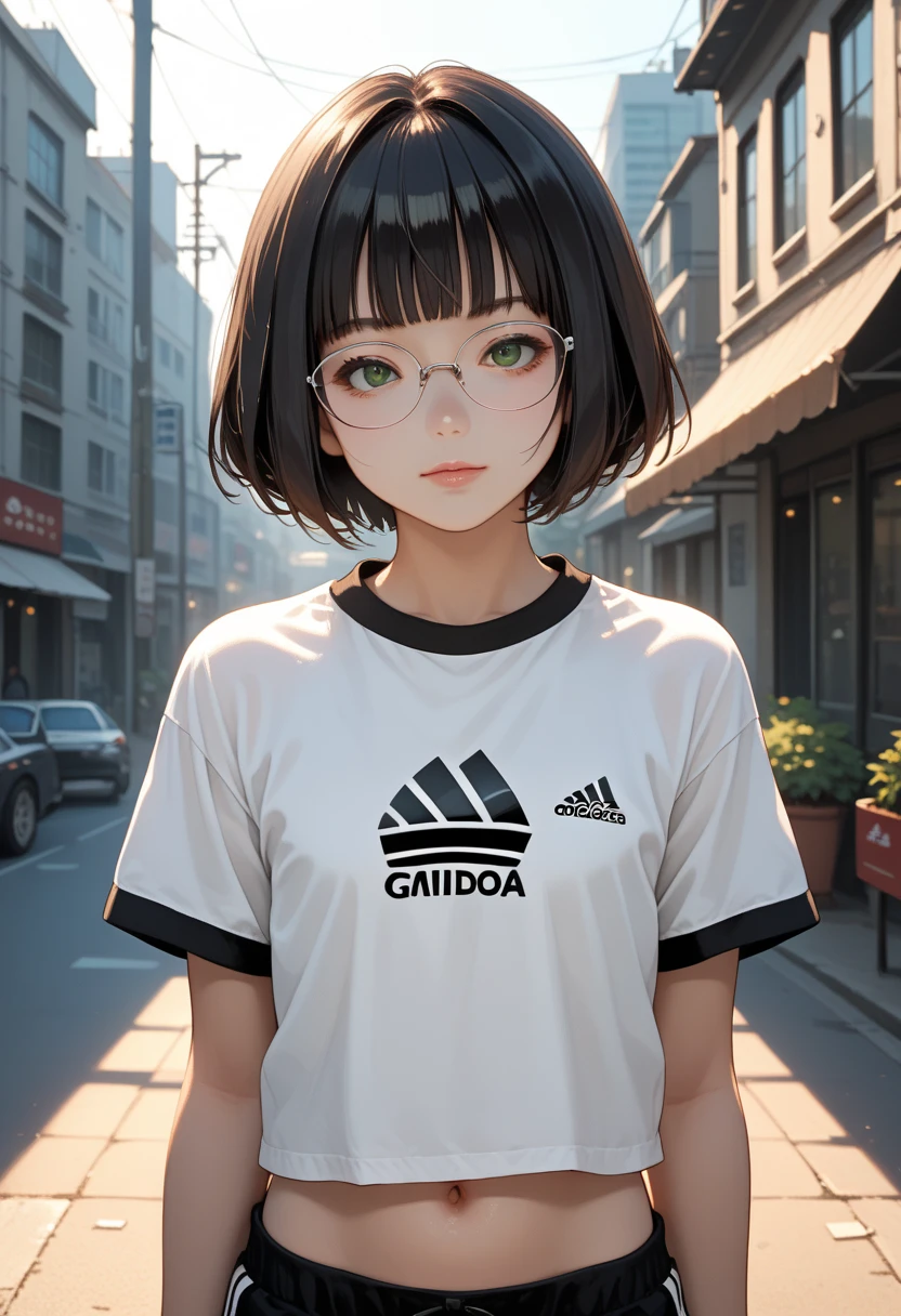 (Tabletop, Highest quality, Capture the cutest moment, Depth of written boundary, Ultra-detailed, Ultra-high resolution, C4D, Octadale, 3D Modeling, 8K, 16K, One Girl,Middle school students, ,Black-haired,short hair,Straight Hair,Light brown eyes,White headband,Wearing black glasses,Cute face), See-through gym clothes、bloomers、Shabby room,knight,Moonlight, Recall,