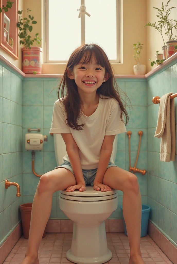 Cute and lovely pretty face full body sitting full body photo little kid sexy naughty children bkirt toilet temptation panties visible