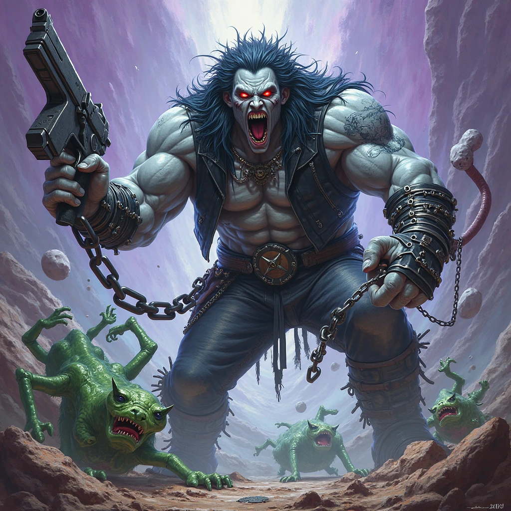 ((a man sitting with a kitten on his lap, looking at viewer, upper body)), high detail skin, high detail eyes, high detail hair, highres, ultra detailed, sharpen picture, Highly detailed, masterpiece, best quality, <lora:LoboLoRA:0.8> lobo with long hair, face paint, glowing red eyes, wearing rockeroutfit leather jacket armor chains and spikes skulls,