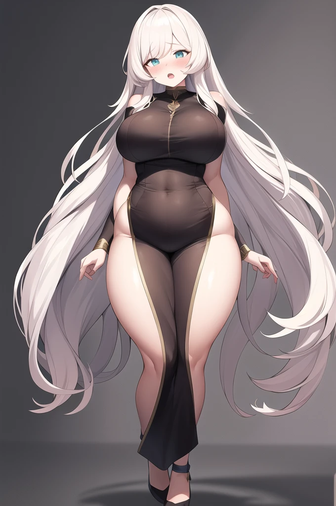 (masterpiece), best quality, female warrior, huge girl, female muscular:1.2, long hair:0.5, (silver hair), big breast, (curvy:1.8), (((blank background))), ((full body)), fingerless gloves, sandals, sleeveless, covered nipples, detailed dress, ((camel toe)), corset, bare legs , ((showing armpits)), ((long legs:1.5)), tall girl