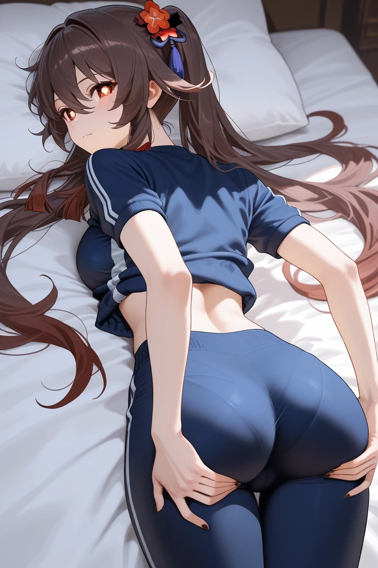 MihonoBourbon, horse ears, pantyhose, torn clothes, (grabbing another's ass:1.3), detailed face, (happy:1.3), (lying on:1.3), on the bed, creampie , (excessive cum:1.3) , (after sex:1.3), long penis, spread legs, (sex from behind:1.3), (perspired:1.4), drooling, round ass, sweat, (pussy line:1.3), top-down bottom-up, (grab ass:1.3), pussy in cum , (cum on back:1.3)