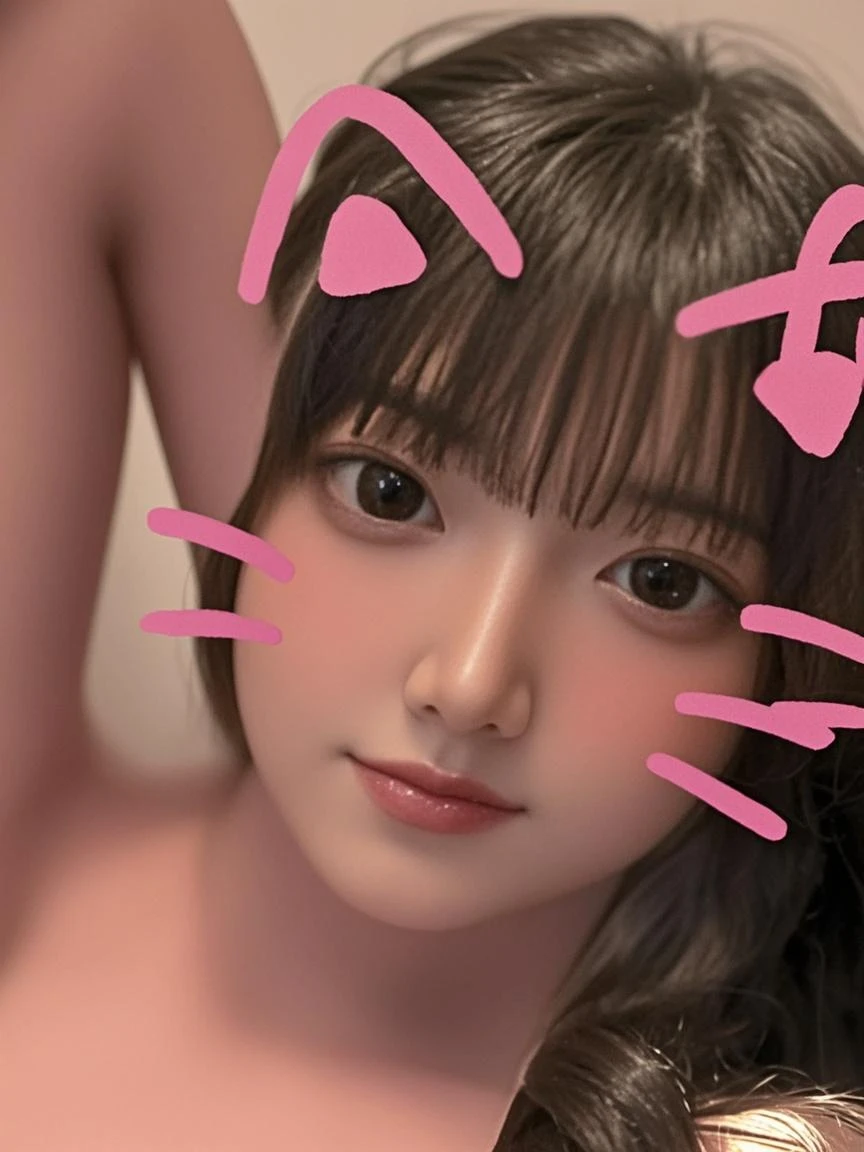Beautiful girl small breasts,、beautiful girl、smile、Wearing a sturdy jacket, Long hair with a loose perm, ,Cyberpunk Red Green Background、(((Upper body naked))),(((Nipple details))),Young face,Young 、Long eyelashes、Sweaty