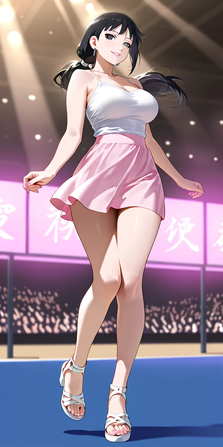 best qualtiy, tmasterpiece, 超高分辨率, realisticlying, 1 girl,White double ponytail,Heterochromic pupils,Long legs,(JK set)plumw,Light purple tube stockings,Light-colored plate shoes,Dance ballet,wide angles