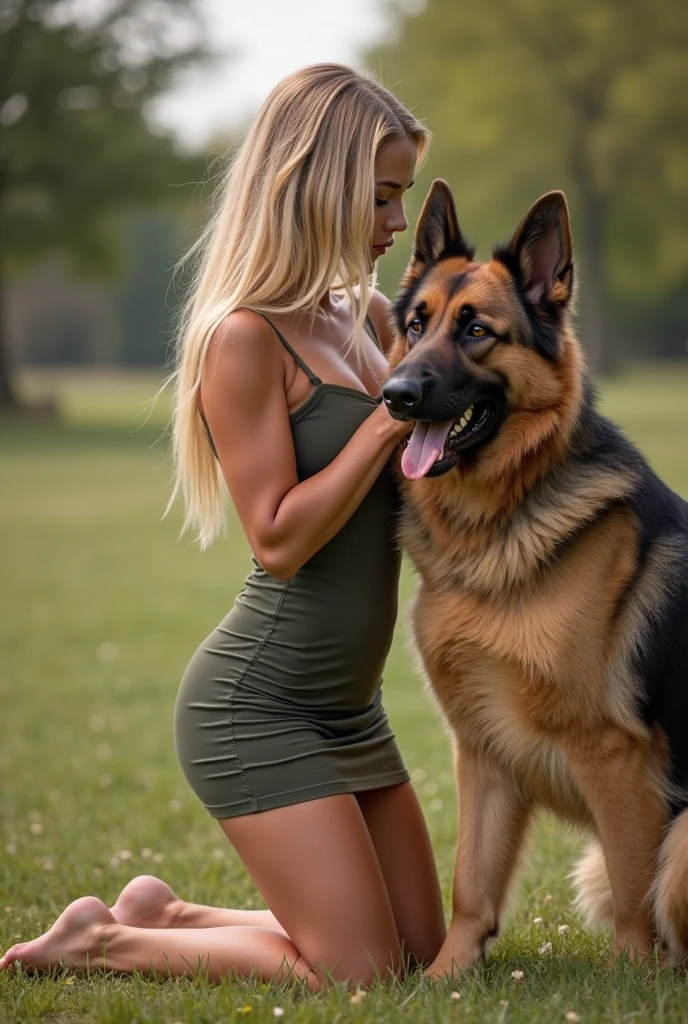 NSFW (nude) (Melissa Benoist ((human)) medium breasts, strip of pubic hair) full body, side to rear view, doggy style, vaginal penetration, fucking a ((male furry dog white pitbull with a fat dog penis)), on a deserted beach