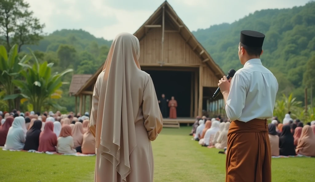 2 Anak Laki Laki Usia 10 dan 7 Tahun Memakai Baju Pilot Warna Putih, 1 Anak Perempuan Usia 3 Tahun Menggunakan Baju Pramugari Muslim. berada di luar Pesawat Terbang. Realistik Foto 3d, 4k, asli, Indonesia